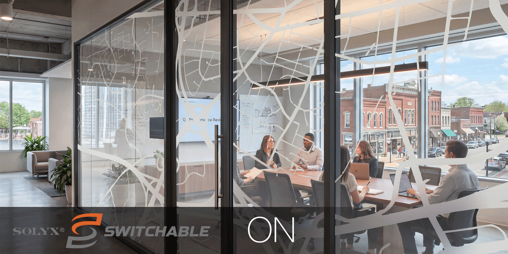 Solyx Switchable smart film shown off and on