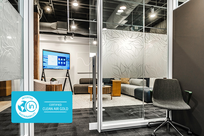 A healthcare office with sustainable see through window film.