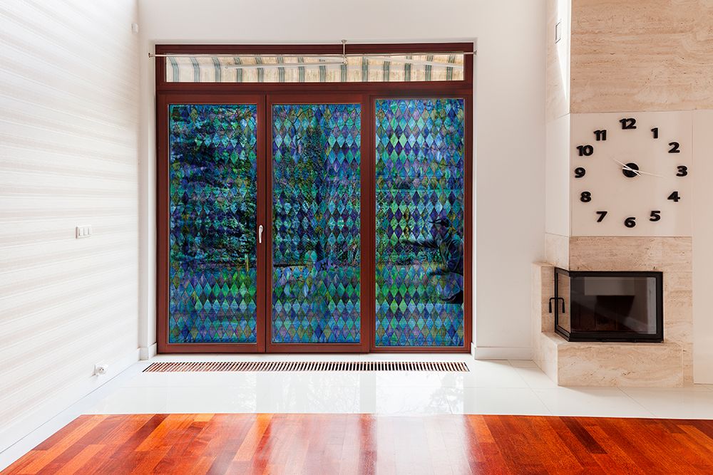 SXRR-9040-T Blue Diamond Stained Glass - Transparent