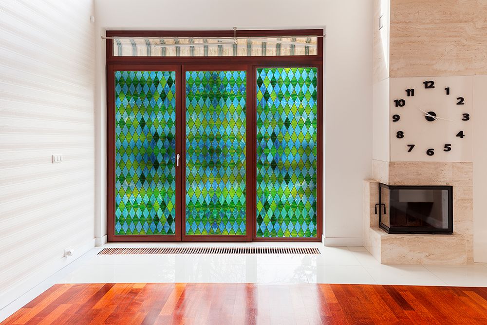 SXRR-9044-O Blue/Green Diamond Stained Glass - Opalescent