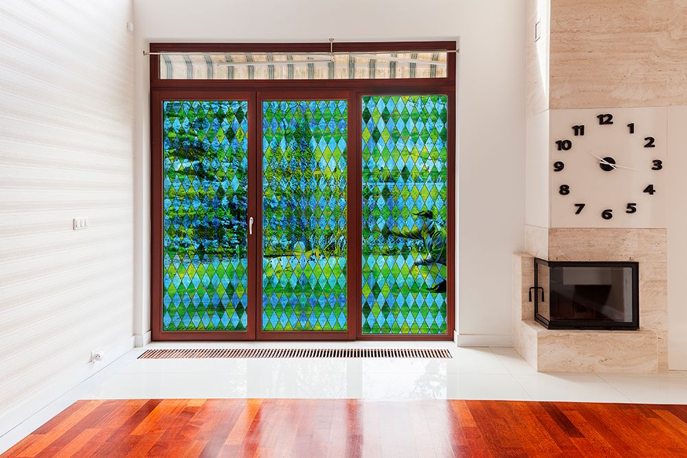 SXRR-9044-T Blue/Green Diamond Stained Glass - Transparent
