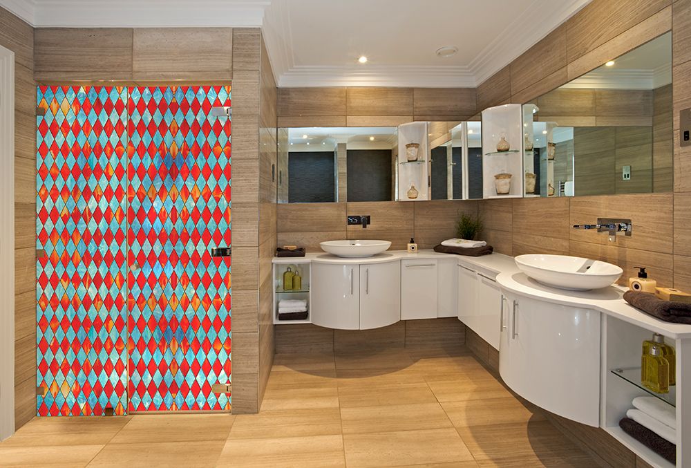 SXRR-9045-O Red/Blue Diamond Stained Glass - Opalescent
