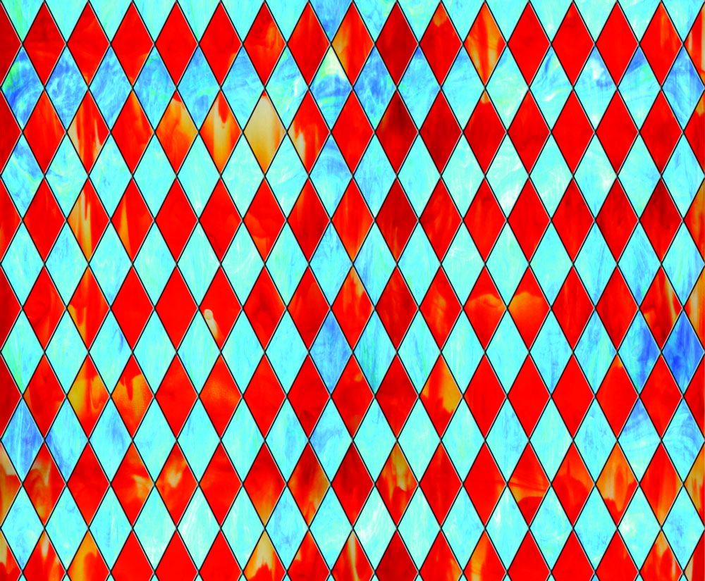 SXRR-9045-T Red/Blue Diamond Stained Glass - Transparent